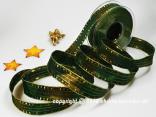 Weihnachtsband Cinema Grün Gold mit Draht 25mm