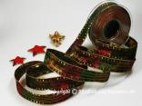 Weihnachtsband Cinema Rot Grün mit Draht 25mm