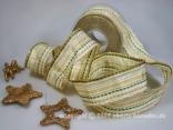 Weihnachtsband Lazise Creme mit Draht 40mm Weihnachtsband Lazise Creme mit Draht 40mm