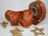 Weihnachtsband Lazise Cognac mit Draht 40mm Weihnachtsband Lazise Cognac mit Draht 40mm