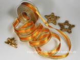 Goldband mit Satinstreifen Orange mit Draht 25mm Goldband mit Satinstreifen Orange mit Draht 25mm