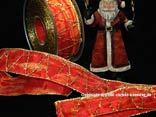 Weihnachtsband Firenze Weihnachtsorange/Gold mit Draht 40mm