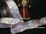 Weihnachtsband Firenze Flieder/Gold mit Draht 40mm