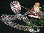 Weihnachtsband Weihnachtsmann Rot/Creme/Gold ohne Draht 40mm Weihnachtsband Weihnachtsmann Rot/Creme/Gold ohne Draht 40mm