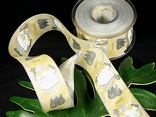 Weihnachtsband Smiling Angels Creme/Silber mit Draht 40mm