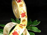 Weihnachtsband Smiling Angels Rot/Gold mit Draht 40mm Weihnachtsband Smiling Angels Rot/Gold mit Draht 40mm