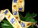 Weihnachtsband Smiling Angels Blau/Gold mit Draht 40mm Weihnachtsband Smiling Angels Blau/Gold mit Draht 40mm