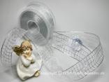Organza Silbergitter Silber mit Draht 40mm Organza Silbergitter Silber mit Draht 40mm