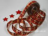 Weihnachtsband Davos Karminrot mit Draht 25mm Weihnachtsband Davos Karminrot mit Draht 25mm