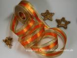 Goldband mit Satinstreifen Orange mit Draht 40mm Goldband mit Satinstreifen Orange mit Draht 40mm