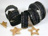 Weihnachtsband Nürnberg Schwarz Gold mit Draht 40mm