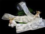 Weihnachtsband "Engel" Silber mit Draht 70mm Weihnachtsband "Engel" Silber mit Draht 70mm