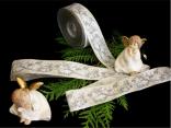 Weihnachtsband "Engel" Silber mit Draht 40mm Weihnachtsband "Engel" Silber mit Draht 40mm