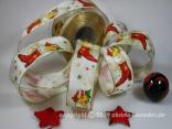 Weihnachtsband Weihnachtsmärchen Creme mit Draht 40mm