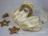 Weihnachtsband Sternschnuppe Creme mit Draht 40mm