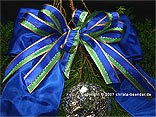 Weihnachtsband Double - Lines Hellgrün/Marineblau 25 mm