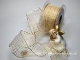 Organza Goldgitter Gold mit Draht 65mm