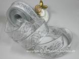 Weihnachtsband Nostalgie Silber mit Draht 40mm