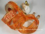 Weihnachtsband Nostalgie Orange mit Draht 40mm Weihnachtsband Nostalgie Orange mit Draht 40mm