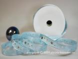 Weihnachtsband Sterneband Hellblau/Silber mit Draht 15mm