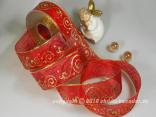 Weihnachtsband Nostalgie Rot mit Draht 40mm