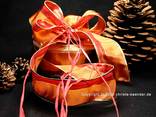 Geschenkband, Dekoband, Schleifenband Weihnachtsband Festtagsstreifen Cognac mit Draht 40mm