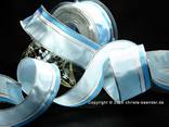 Weihnachtsband Festtagsstreifen Hellblau/Weiß mit Draht 40mm