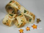 Weihnachtsband Weihnachtsschlitten Honig mit Draht 65mm