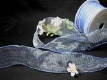 Organzaband Organza Gitter Blau mit Draht 55mm