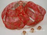 Weihnachtsband Sternenzauber Rot mit Draht 50mm Weihnachtsband Sternenzauber Rot mit Draht 50mm
