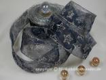 Weihnachtsband Sternenzauber Blau mit Draht 50mm Weihnachtsband Sternenzauber Blau mit Draht 50mm