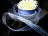 Organzaband Organza Gitter Blau mit Draht 25mm