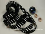 Geschenkband, Dekoband, Schleifenband Motivband Punkteband Schwarz / Weiß mit Draht 25mm