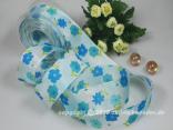 Blumenband Mainau Blau mit Draht 40mm