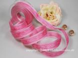 Motivband Dynastie Rosa mit Draht 25mm Motivband Dynastie Rosa mit Draht 25mm