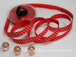 Motivband Punkteband Rot Weiß mit Draht 15mm Motivband Punkteband Rot Weiß mit Draht 15mm