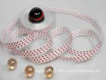 Motivband Punkteband Weiß Rot mit Draht 15mm
