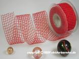 Geschenkband, Dekoband, Schleifenband Gitterband Grobgitter Rot ohne Draht 50mm