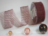 Geschenkband, Dekoband, Schleifenband Gitterband Grobgitter Bordeaux ohne Draht 50mm