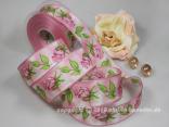 Blumenband Rosen Rosa mit Draht 40mm Blumenband Rosen Rosa mit Draht 40mm