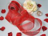 Organzaband Quattro Rot mit Draht 40mm Organzaband Quattro Rot mit Draht 40mm