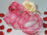 Organzaband Quattro Rosa mit Draht 40mm Organzaband Quattro Rosa mit Draht 40mm