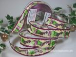Motivband Johannisbeeren Lila mit Draht 25mm Motivband Johannisbeeren Lila mit Draht 25mm