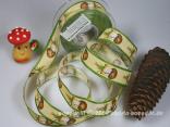 Motivband Pilze Beige mit Draht 25mm Motivband Pilze Beige mit Draht 25mm