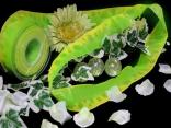 Blumenband Blumenwiese Hellgrün mit Draht 40mm
