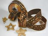 Weihnachtsband Gold-Sterne Braun mit Draht 40mm Weihnachtsband Gold-Sterne Braun mit Draht 40mm