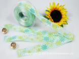Blumenband Garden of Flower Türkis mit Draht 25mm Blumenband Garden of Flower Türkis mit Draht 25mm