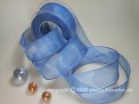 Organzaband Morée Blau mit Draht 40mm