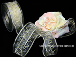 Organzaband Elegance Creme mit Draht 40mm Organzaband Elegance Creme mit Draht 40mm