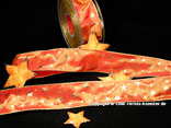 Weihnachtsband Gold-Sterne Orange mit Draht 40mm Weihnachtsband Gold-Sterne Orange mit Draht 40mm